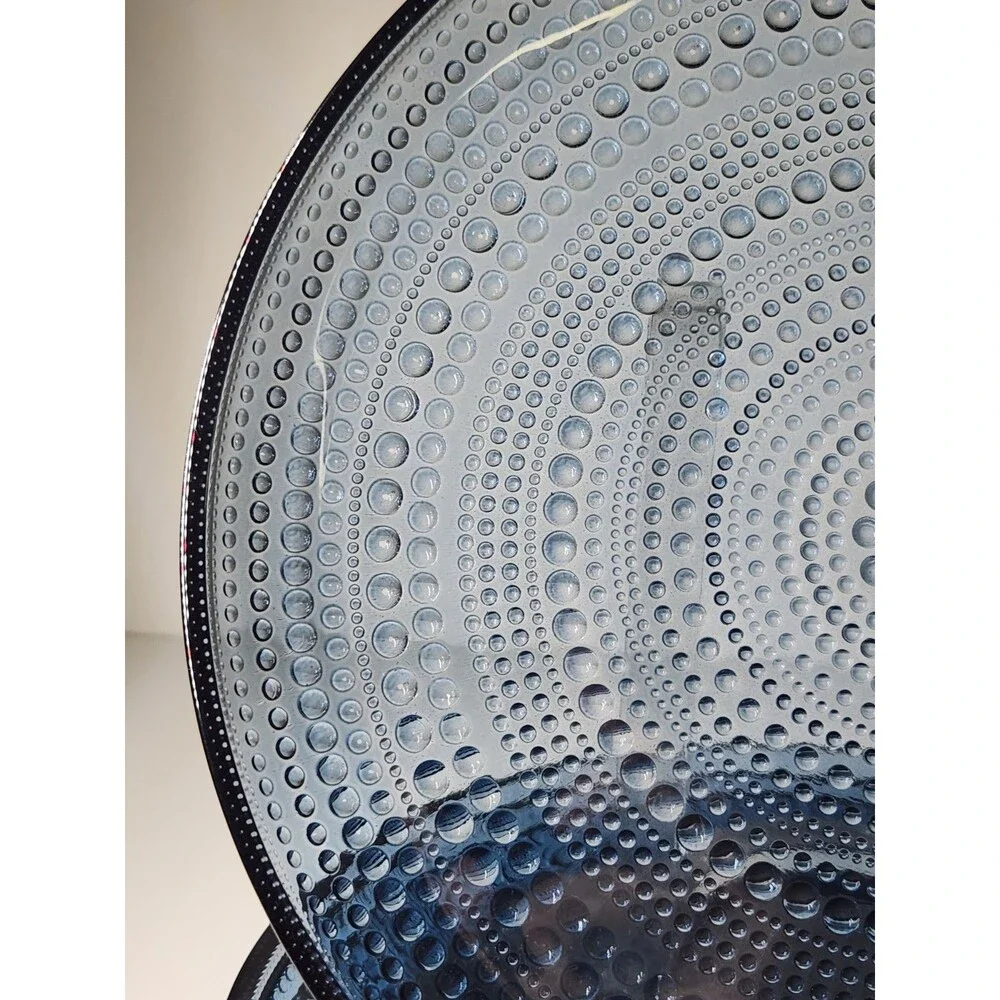Set of 4 Iittala Kastehelmi Blue Rain Plates Oiva Toikka 9 5/8